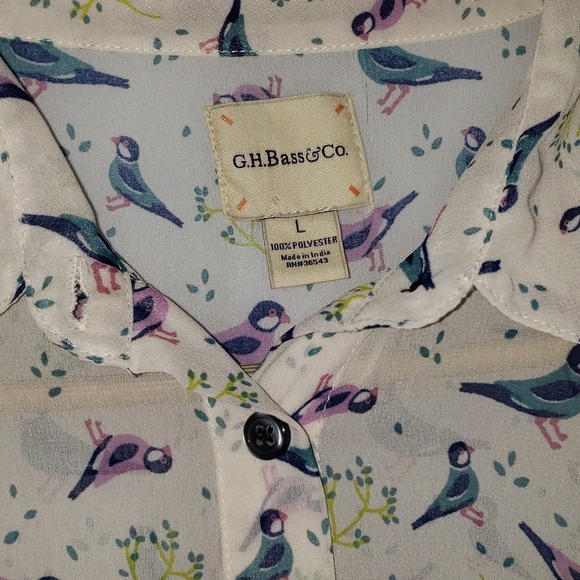 G. H. Bass & Co. | Bird Print Sheer Blouse - Picture 2 of 7